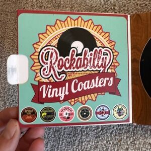 Rockabilly Vinyl Coasters Set of 6 Rockin'‎ Drink Coasters New in Box
